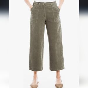 Max Studio Olive Crop Wide Leg Corduroy Pant, Size Large